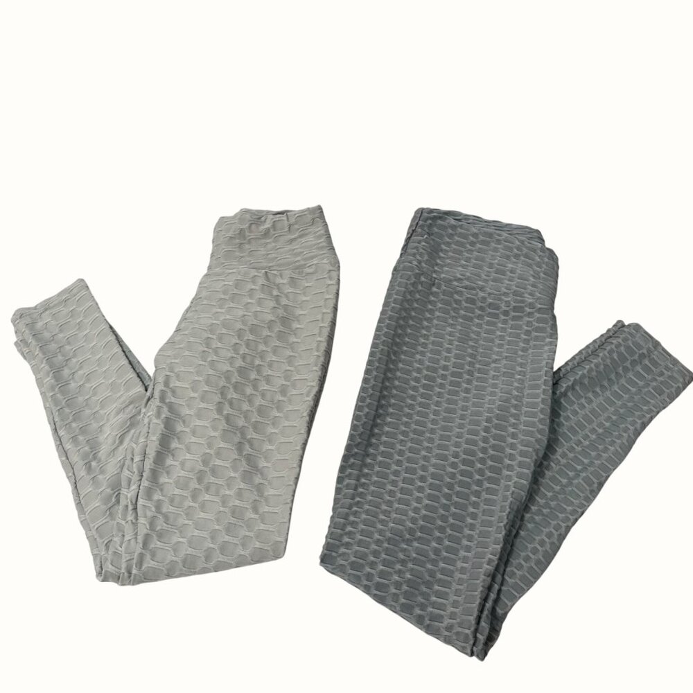 2 Pairs of Viral TT Famous Gray Ruched Scrunch Butt Lifting Leggings Size S